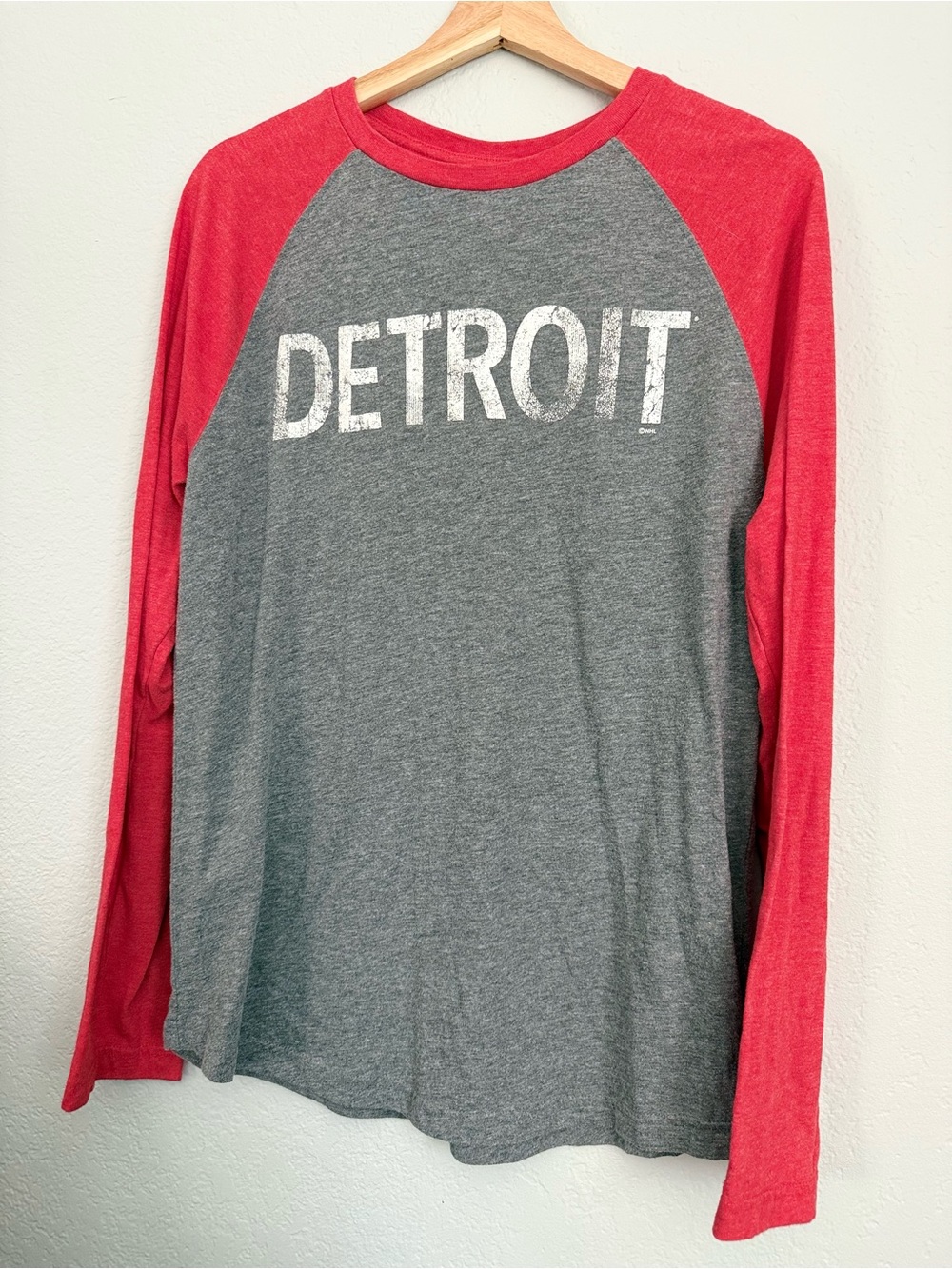Detroit Raglan Long Sleeve Tee - Red & Gray